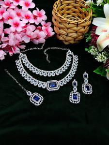 vatsalya creation alloy gold-plated turquoise jewellery set