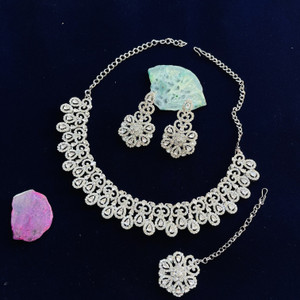 vatsalya creation alloy gold-plated white jewellery set