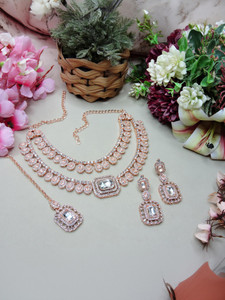 vatsalya creation alloy gold-plated white jewellery set