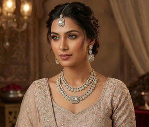 vatsalya creation alloy gold-plated white jewellery set