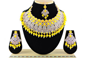 vatsalya creation alloy gold-plated yellow jewellery set