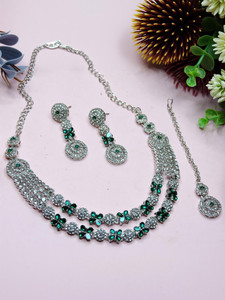 vatsalya creation alloy green jewellery set