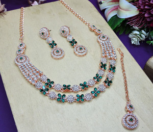 vatsalya creation alloy green jewellery set