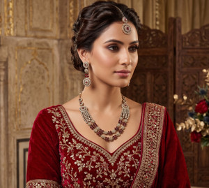 vatsalya creation alloy maroon jewellery set