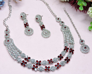 vatsalya creation alloy maroon jewellery set