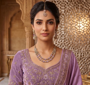 vatsalya creation alloy purple jewellery set