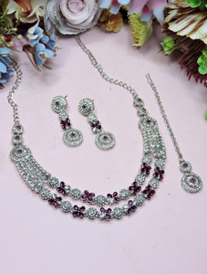 vatsalya creation alloy purple jewellery set