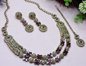 vatsalya creation alloy purple jewellery set