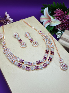 vatsalya creation alloy purple jewellery set