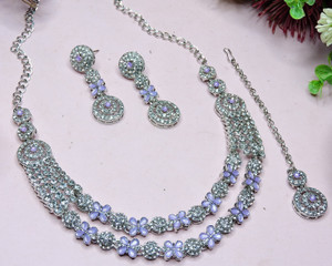 vatsalya creation alloy purple jewellery set