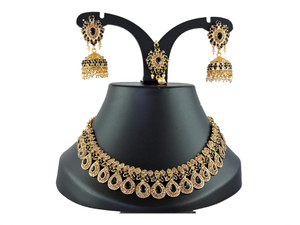 vatsalya creation alloy silver black jewellery set