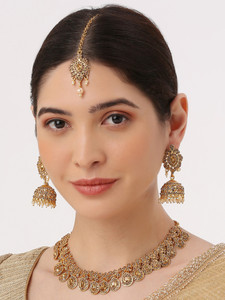 vatsalya creation alloy silver gold jewellery set