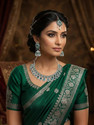 VATSALYA creation Alloy Silver Green Jewellery Set