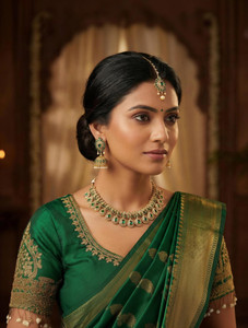 vatsalya creation alloy silver green white bronze jewellery set