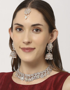 vatsalya creation alloy silver multicolor jewellery set