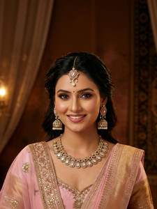 vatsalya creation alloy silver pink jewellery set
