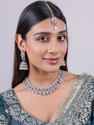 VATSALYA creation Alloy Silver Pink Jewellery Set