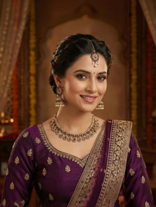 vatsalya creation alloy silver purple jewellery set