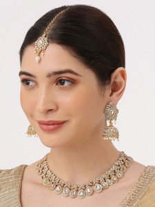 vatsalya creation alloy silver silver white jewellery set