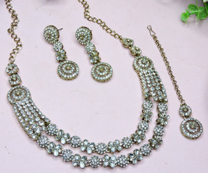 vatsalya creation alloy white jewellery set