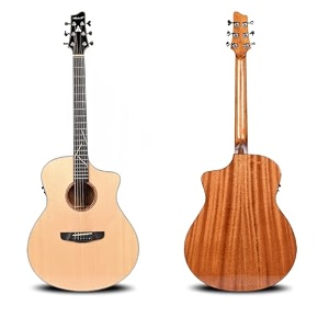 vault artisan ce premium electro acoustic guitar with solid spruce top solid mahogany back and sides and fishman pickup - natural