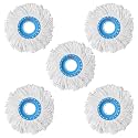 360 Spin Mop Refill and Base for Circular Mop Head, Polyester Microfiber Replacement (Pack of 5)