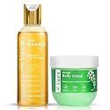 Moringa Body Scrub 200 gms & Relaxing Body Massage Oil 100 ml | Removes Dead Skin Gives Soft Smooth Skin & Relaxes Senses Natural Ingredients, Men & Women | 100% Vegan | Paraben & Sulphate Free | for All Skin 