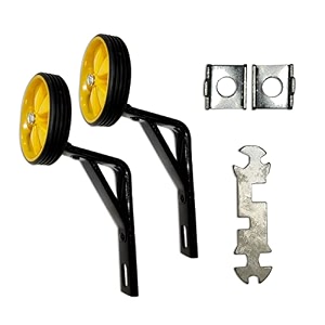 vaux support wheels for 20t kids bicycle heavyduty training wheels for kids cycle with durable plastic wheels and hi-ten steel frames - yellow