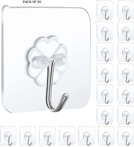 vavsu transparent self adhesive waterproof wall hooks - kitchen bathroom  office hook 20