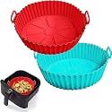 VAVSU Silicone Air Fryer Liners, Air Fryer Silicone Basket Bowl for 3 to 5QT, Replacement of Flammable Parchment Paper, Reusable Baking Tray Oven Accessories(Top 8in, Bottom 6.75in,Multicolor) (1)