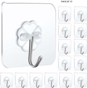 vavsu transparent self adhesive waterproof wall hooks for bathroom and kitchen hook 15 pack of 15