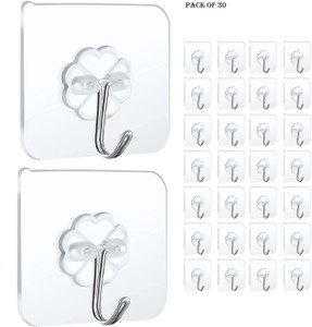 vavsu transparent self adhesive waterproof wall hooks for bathroom and kitchen hook 30 pack of 30
