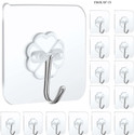 VAVSU Transparent Self Adhesive Waterproof Wall Hooks for Bathroom and Kitchen Hook 15 (Pack of 15)