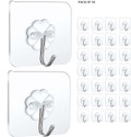 VAVSU Transparent Self Adhesive Waterproof Wall Hooks for Bathroom and Kitchen Hook 30 (Pack of 30)