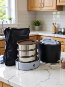 vaya lunch box 3 containers stainless steel office lunch box
