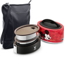 Vaya Tyffyn Lyte 600 ml Mickey Kids Polished Stainless Steel Tiffin Box with BagMat (Two 300 ml Containers) - 2 Containers Stainless Steel School Lunch Box (600 ml)