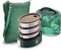 Vaya Tyffyn Lyte Kimono 1000 ml Polished Stainless Steel Tiffin Box with BagMat (One 400 ml + Two 300 ml Containers) - 3 Containers Stainless Steel Office Lunch Box (1000 ml)