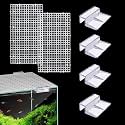 VAYINATO® White Plastic Divider Panel Separator Grid Isolation Board and Aquarium Fish Tank Glass Clossing Top Lid Cover Support Clip Clamp (2 Egg Crate / 4 Acrylic Clear Clips Holder, 6mm)