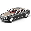 VBE 1:24 Bently Mulsanne Black/Brown Die-Cast Metal Pull Back Car with 6 Openable Doors with Sound and Light Toy Decoration car Best Gift Toys for Kids ?Black/Brown Color?