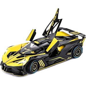 vbe 124 diecast bugatti bolide yellow metal pull back car with 6 openable doors with sound and light toy decoration car best gift toys for kids boys