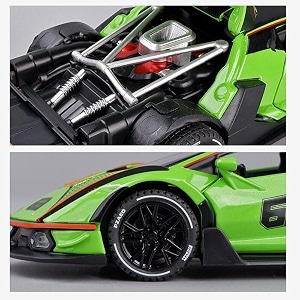 vbe 124 diecast lamborghini essenza scv12 metal pull back car with 6 openable doors with sound and light toy decoration car best gift toys for kids colors as per stock