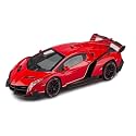 VBE 1:24 Lamborghini Vaneno Red Diecast Metal Pull Back Car with 6 Openable Doors with Sound and Light Toy Decoration car Best Gift Toys for Kids ?Red Color?