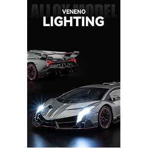 vbe 124 lamborghini vaneno white die-cast metal pull back car with 6 openable doors with sound and light toy decoration car best gift toys for kids white