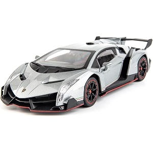 vbe 124 lamborghini veneno grey diecast metal pull back car with 6 openable doors with sound and light toy decoration car best gift toys for kidsgrey color
