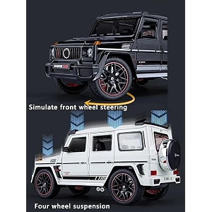 vbe 124 mercedees-benz barbos g800 alloy off-road car model  pull back car with sound and light effects  perfect christmas or birthday gift for adults and childrenmulticolour