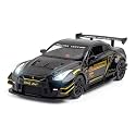 VBE 1:24 Nissan GTR Diecast Metal Pull Back Car with 6 Openable Doors with Sound and Light Toy Decoration car Best Gift Toys for Kids ?Black Color?