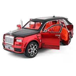 vbe 124 red rolls royce cullinan masory diecast metal pull back car with 6 openable doors with sound and light toy decoration car best gift toys for kids red color