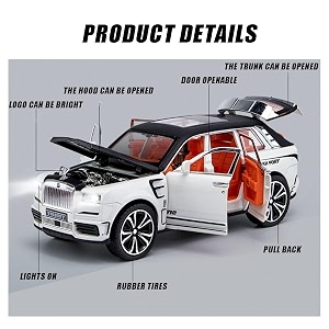 vbe 124 white rolls royce cullinan masory diecast metal pull back car with 6 openable doors with sound and light toy decoration car best gift toys for kids white color