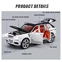 VBE 1:24 White Rolls Royce Cullinan Masory Diecast Metal Pull Back Car with 6 Openable Doors with Sound and Light Toy Decoration car Best Gift Toys for Kids (White Color)