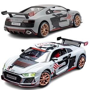 vbe compatible for 124 audi r8 mtm toy car model diecast collectible pull back model car with sound and light toy gift vehicles for adults kids boys girlsmulticolor